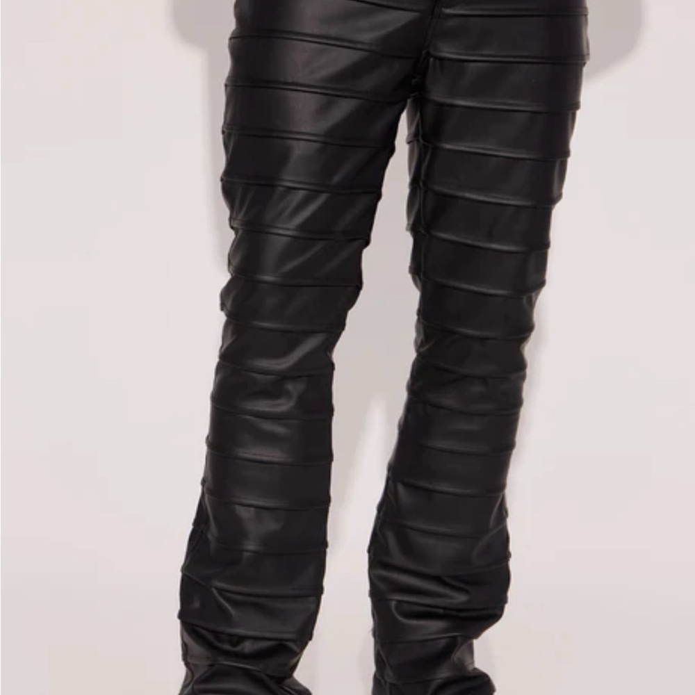 Extra Levels Faux Leather Slim Stacked Flared Pants Size 34 Fashionnova